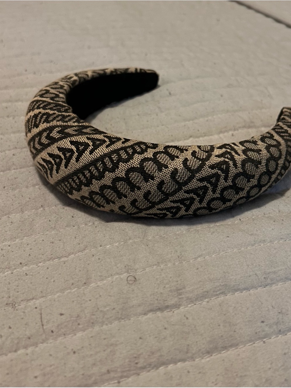 Marc Jacobs Black and Tan Patterned Padded Headband
